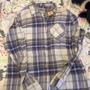 Plaid Button-Up Shirt - Purple & Gray